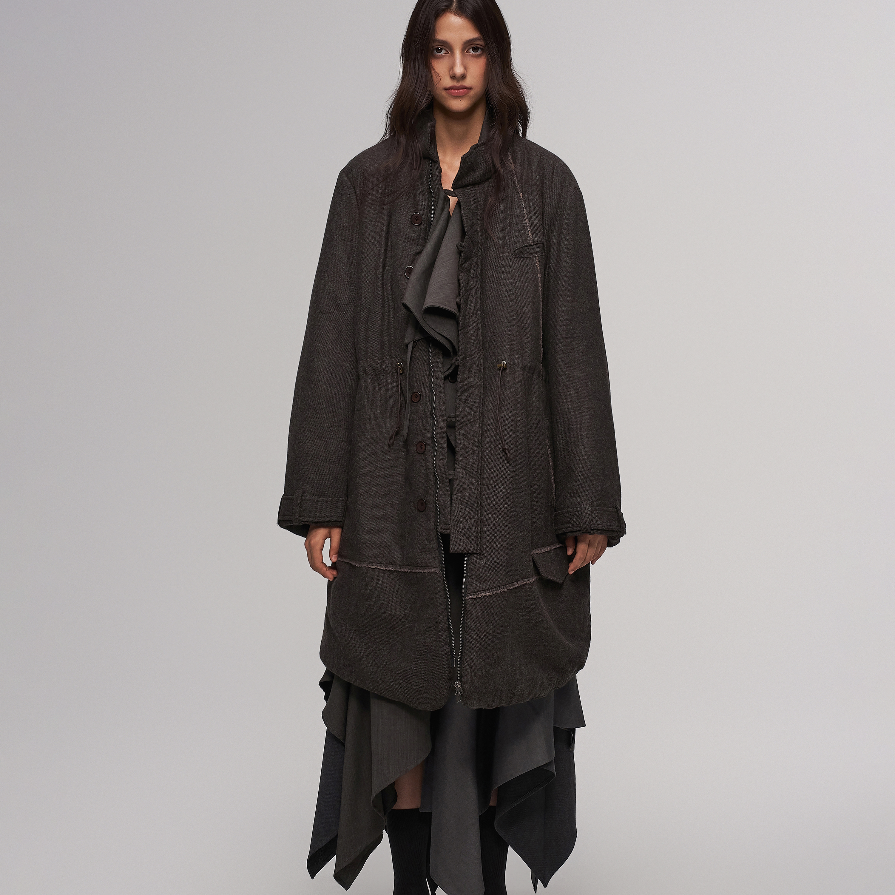 「 凌鸦ILNya 」差池_棕 派克大衣 3M新雪丽棉保暖羊毛棉服外套