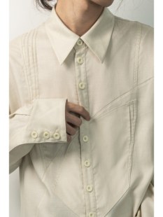 「 凌鸦ILNya 」月海_鬓白 月影光粼衬衫 拼接缝线长袖衬衣