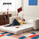 就坐设集 客厅全拆洗亚麻白色小户型奶油风沙发床三人布艺沙发