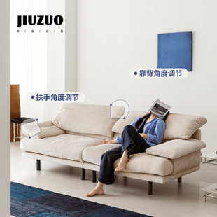 多功能靠背扶手可调节三人位布艺可睡可躺真皮布艺沙发 就坐设集