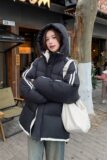 韩版连帽黑色国标90羽绒服女2025年冬季新款学院风显瘦白鸭绒外套，女装羽绒服，2C056