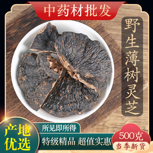 野生云南薄盖树灵芝煲汤料无苦灵芝片散装干货500g野生黑灵芝正宗
