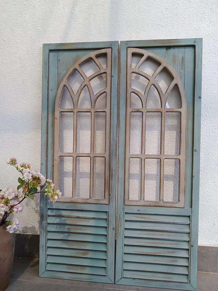 复古做旧假窗挂墙壁装饰窗户江南风小院庭院民宿装饰拍摄杂货铺