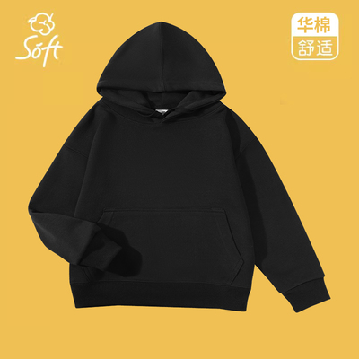 巴拉线黑色红色卫衣儿童秋冬款中大童加绒秋装男童女童连帽外套