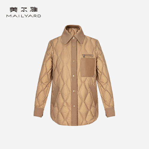 美尔雅女装短款翻领夹克鹅绒服