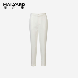 美尔雅女装 夏季薄款直筒九分休闲裤 中高腰女士小脚工装裤549