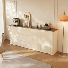 原木中古风实木家用餐边柜客厅靠墙一体圆弧储物柜收纳柜厨房碗柜