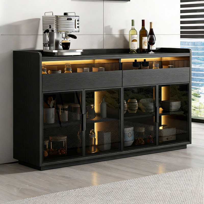 轻奢岩板餐边柜靠墙一体储物柜家用客厅玻璃门收纳柜厨房实木边柜,住宅家具,餐边柜,淘宝优惠券,粉丝福利购,淘宝优惠卷