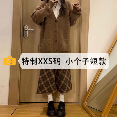 半身裙女小个子毛呢格子半裙显高