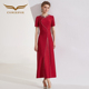 创意狐敬酒服A摆高级感红色答谢宴礼服气质宴会主持人长款 演出服
