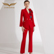 西装 裤 套装 创意狐红色高端职业装 女秋时尚 气质主持人服装 装 两件套