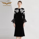 创意狐晚礼服女显瘦两件套正式 场合气质裙子黑色裙名媛高端小洋装