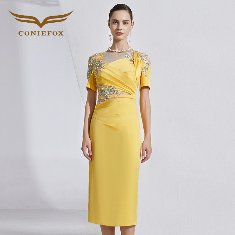 创意狐晚礼服女高端轻奢日常可穿礼服裙名媛晚宴会主持人连衣裙女