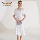 创意狐小礼服女平时可穿2026白色礼服裙高端轻奢晚宴会气质连衣裙