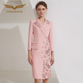 创意狐主持人礼服长袖 高端轻奢小众日常可穿主持人连衣裙气质名媛