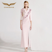 创意狐晚礼服女端庄大气订婚礼服高级感年会礼服支持人长裙演出服