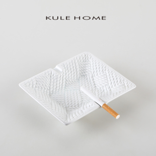 HOME KULE 创意办公室客厅茶几现代简约个性 家用陶瓷烟灰缸摆件