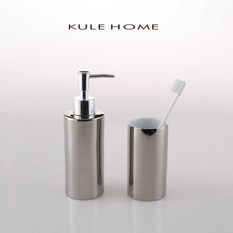 KULE HOME 陶瓷按压式洗发水瓶子洗手液沐浴液露分装皂液器乳液瓶