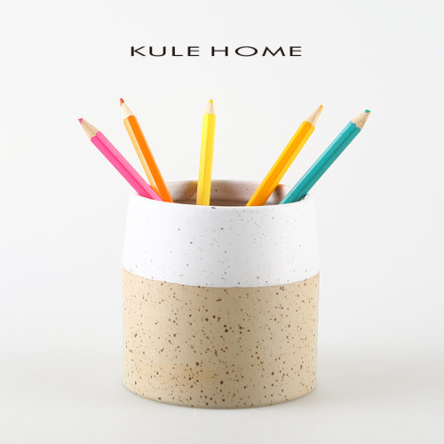 KULEHOME粗陶笔筒创意
