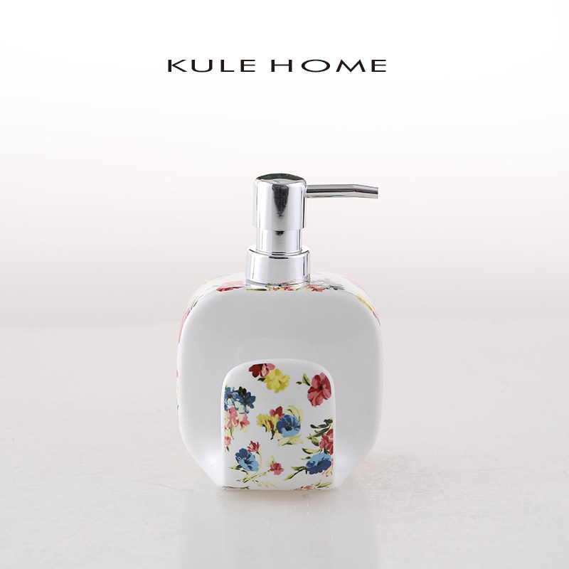 KULE HOME 乳液器洗手液瓶陶瓷带海绵座沐浴瓶乳洗洁精分装瓶两用