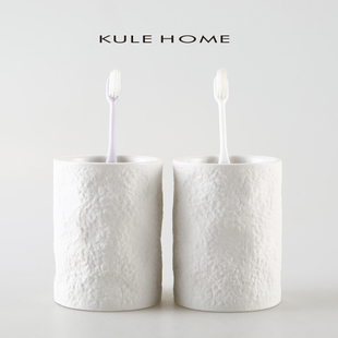 KULE HOME 简约陶瓷轻奢刷牙杯子家用洗漱杯情侣漱口杯酒店牙缸杯