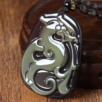 龙雀祥云吊坠2026年属鸡人吉祥物生肖鸡黑曜石男女佩戴挂件