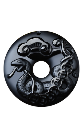 灵蛇进禄吉贵宏黑曜石吊坠2026属牛的吉祥佩戴物生肖牛平安扣项链