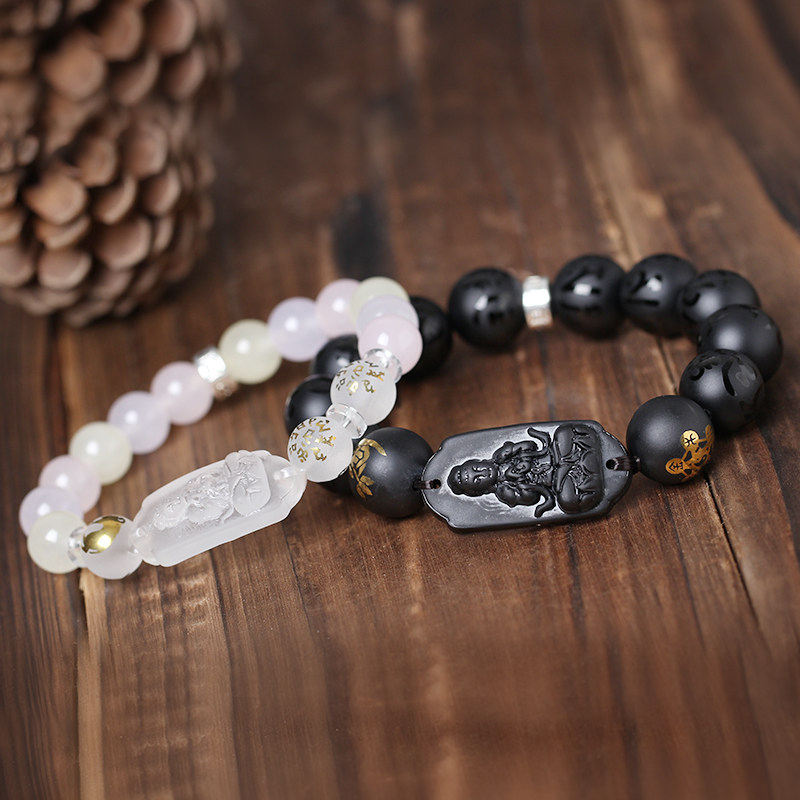 2026年十二生肖属猴本命佛大日如来手链串黑曜石金运意和吉祥物