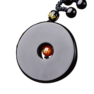 生肖马黑曜石玉马平安扣吊坠白泽迎宏转运珠项链吉祥物男女款马形