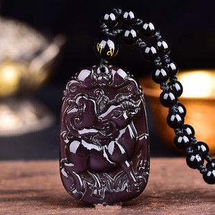 禄羊增泰保岁黑曜石生肖羊吊坠玉羊吉祥物羊型羊形饰品饰物玉石