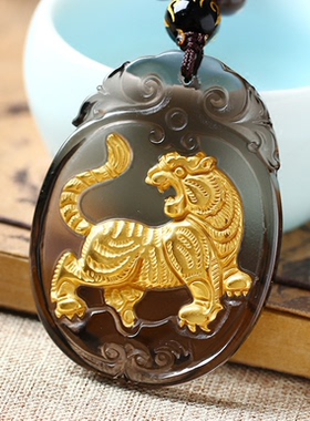 镀金黑曜石男女款饰品吊坠