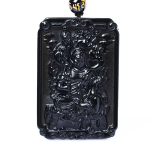 不动尊菩萨吊坠生肖属鸡本命佛黑曜石不动明王曼唯肖鸡佛谛坠