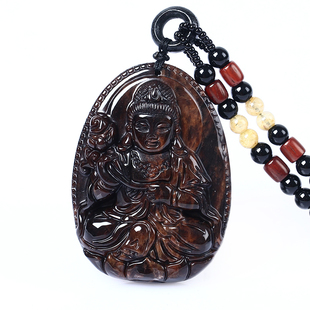 天然红竹石金丝红曜石大势至菩萨吊坠生肖属马守护神本命佛