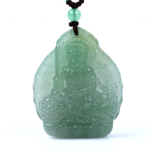 绿东陵玉生肖本命佛八大守护神文殊菩萨曼唯肖兔佛谛坠吊坠