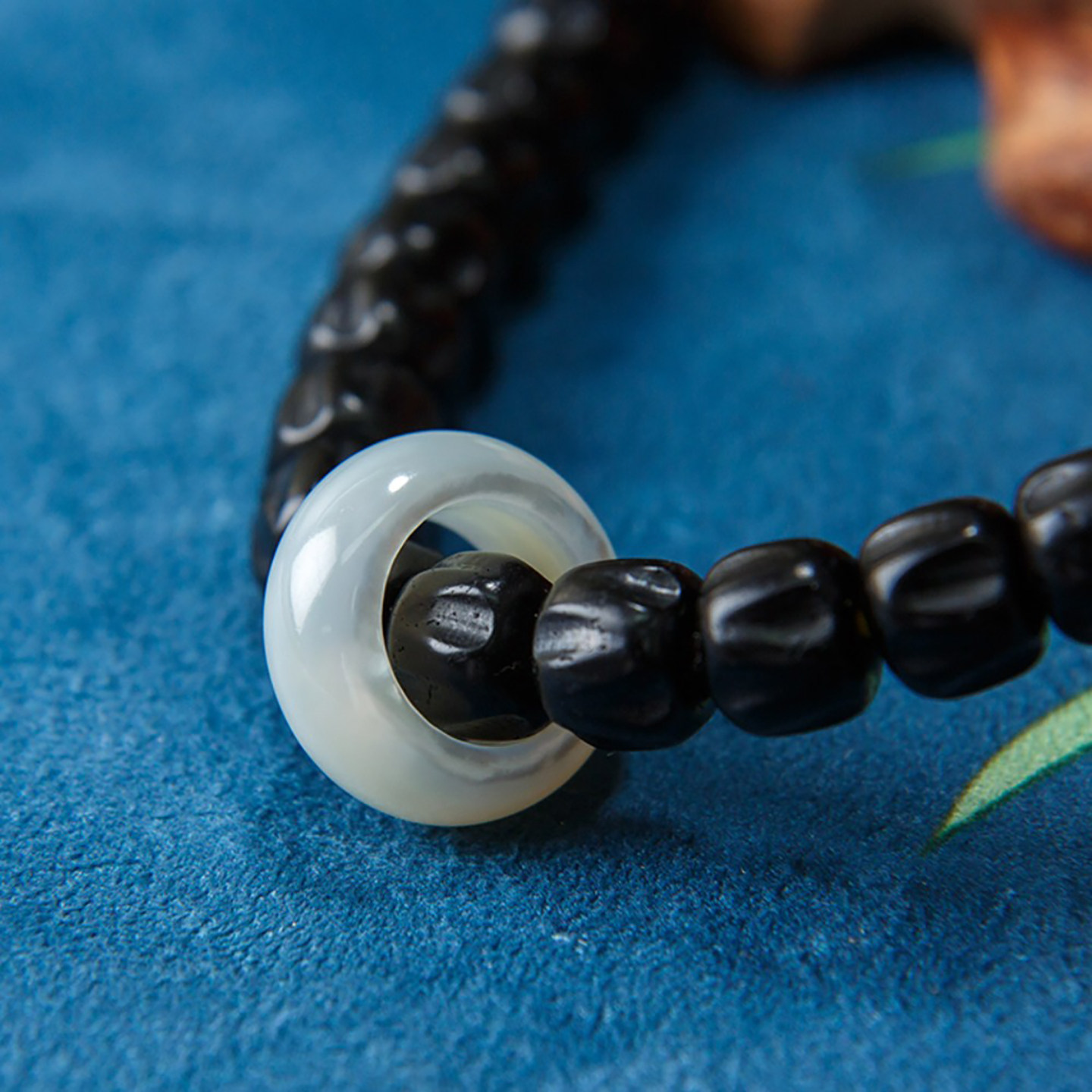 天然母贝螺钿戒圈老鱼骨跑环文玩佛珠指捻配饰贝雕佛珠串圆环圈环