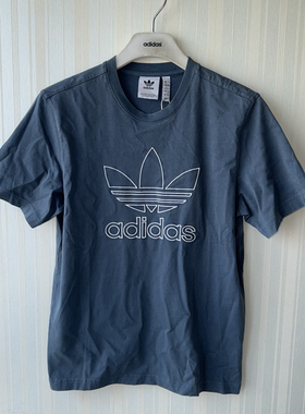 潮包背 现货 Adidas 三叶草男款复古LOGO运动休闲短袖T恤 IR8002