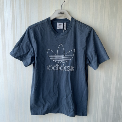 潮包背 现货 Adidas 三叶草男款复古LOGO运动休闲短袖T恤 IR8002