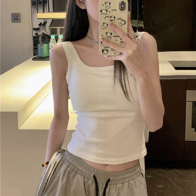 带可拆卸胸垫长款吊带背心女夏季修身美背内搭外穿打底衫无袖上衣