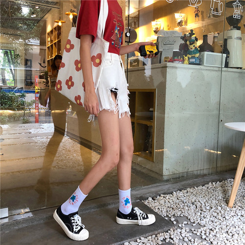 Actual Jeans Shorts Women's High Waist Slim and Elegant Summer Outside Wear Loose A-Leg Hot Pants