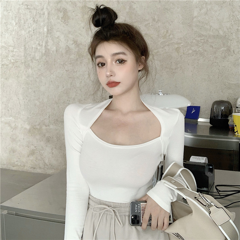 Real shot 2021 spring new cantilevered long sleeve T-shirt women's long sleeve loose bottomed versatile white top