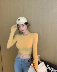 Real shot 2020 new gentle style T-Shirt Top Women's versatile long sleeve slim bottoming shirt