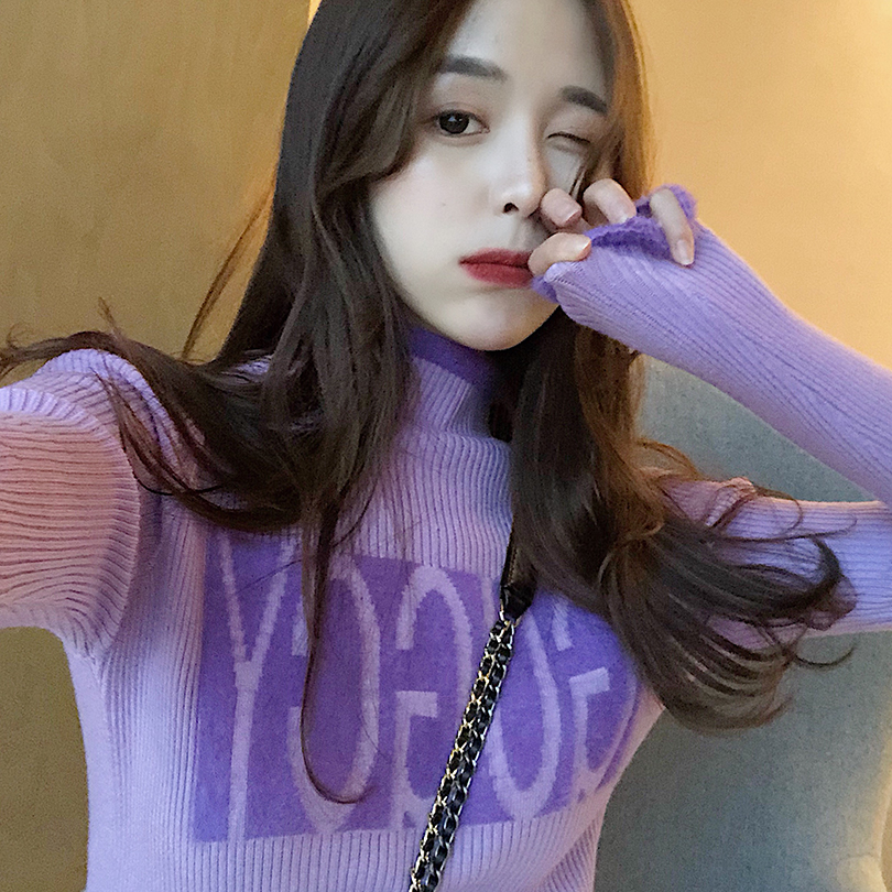 Real photo 2021 new Korean women's Pullover long sleeve versatile slim fit knitwear