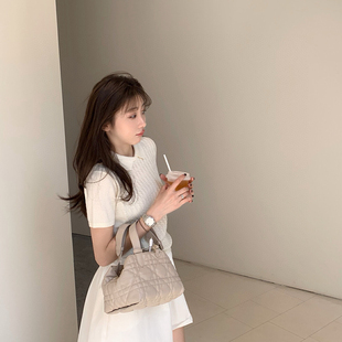 WGWE 少女系假两件麻花纹理撞色polo短袖 上衣针织衫