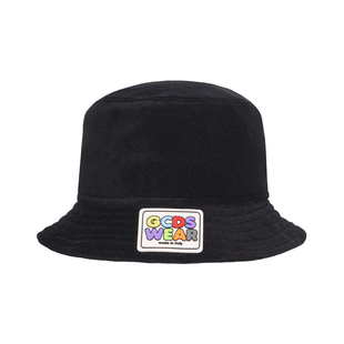 GCDS中性徽标刺绣渔夫帽男女黑色四季遮阳户外帽子