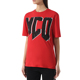 McQ麦昆红色字母印花短袖 T恤女宽松休闲慵懒风时尚 上衣