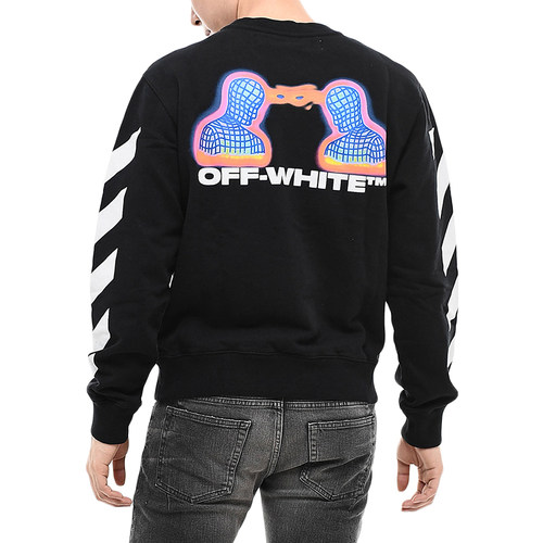 OFF-WHITE黑色个性印花圆领卫衣男女通用潮牌长袖上衣