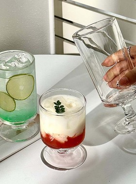 高颜值ins网红直筒玻璃杯高脚杯家用果汁杯鸡尾酒杯饮料杯子