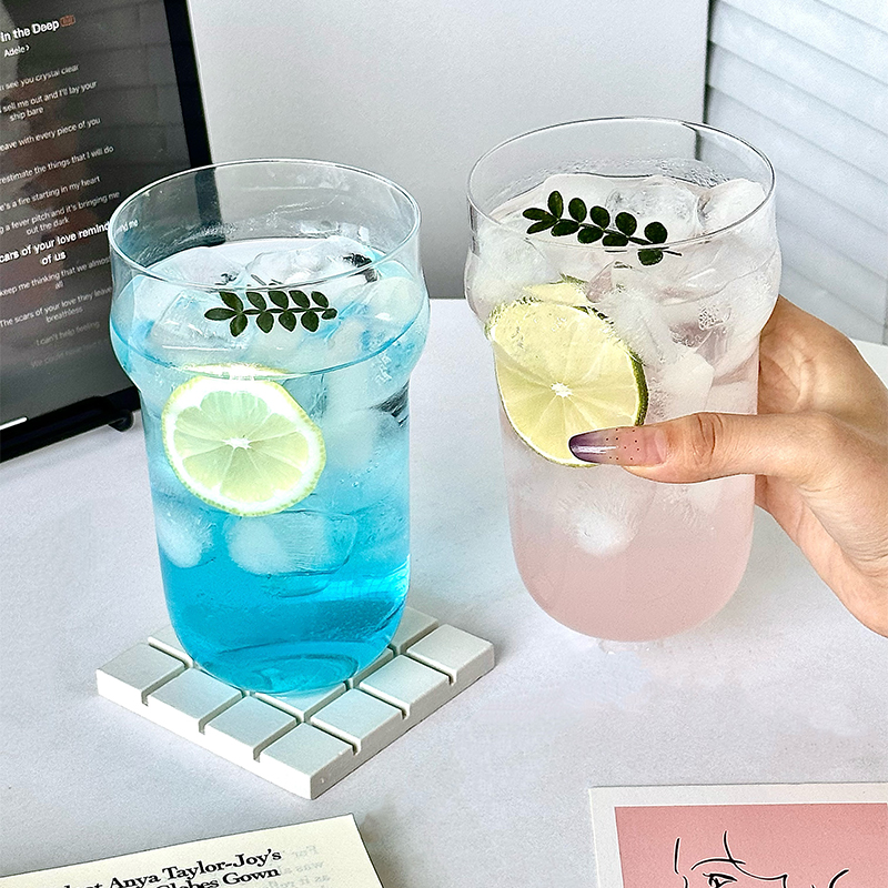 ins风超大容量水果茶杯玻璃杯餐厅奶茶杯果汁杯饮料杯啤酒杯