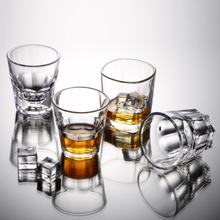 钢化玻璃杯商用啤酒杯酒吧八角杯家用酒杯 威士忌四方杯子