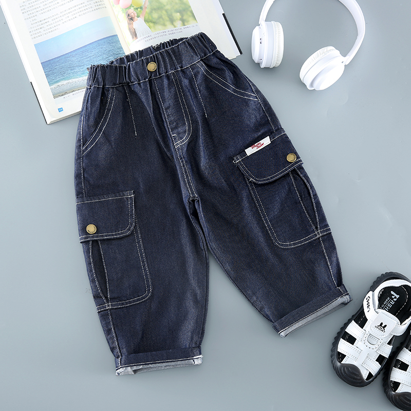 男童时髦夏装天丝牛仔裤2025新款